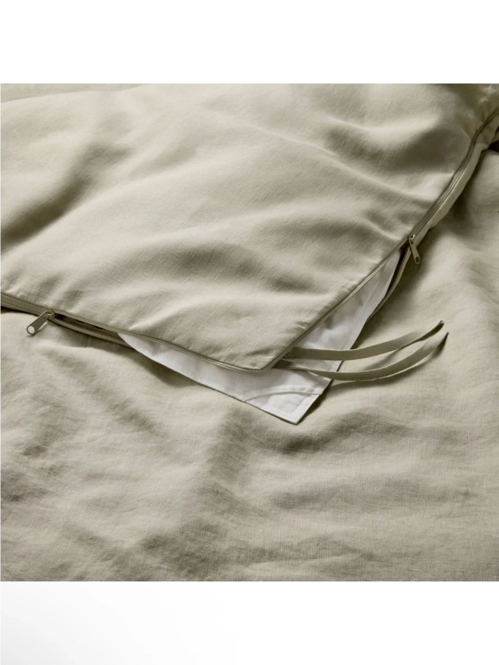 NWT King 100% Linen Duvet Set Light Olive Green - Casaluna